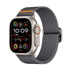 Per Apple Watch 46mm / 49mm / 45mm / 44mm Kalebol Bull Bead Buckle Elastic Nylon Watch Band (grigio scuro)