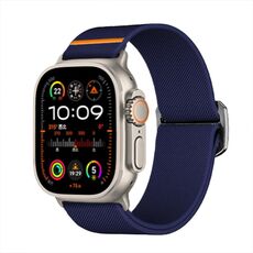 Per Apple Watch 46mm / 49mm / 45mm / 44mm Kalebol Bull Bead Buckle Elastic Nylon Watch Band (Blu notte)