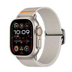 Per Apple Watch 46mm / 49mm / 45mm / 44mm Kalebol Bull Bead Buckle Elastic Nylon Watch Band (Starlight)