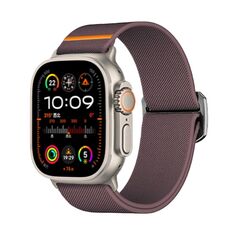 Per Apple Watch 46mm / 49mm / 45mm / 44mm Kalebol Bull Bead Buckle Elastic Nylon Watch Band (viola fumo)