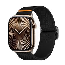 Per Apple Watch 42mm / 41mm / 40mm / 38mm Kalebol Bull Bead Buckle Elastic Nylon Watch Band (Nero)