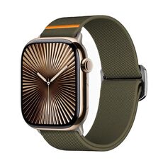 Per Apple Watch 42mm / 41mm / 40mm / 38mm Kalebol Bull Bead Buckle Elastic Nylon Watch Band (verde militare)