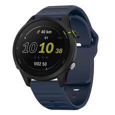 Cinturino per orologio in silicone con fibbia borchiata e motivo a onde Kalebol da 20 mm (blu scuro)