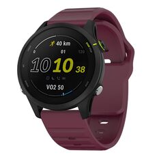 Cinturino per orologio in silicone con fibbia borchiata e motivo a onde Kalebol da 20 mm (rosso vino)