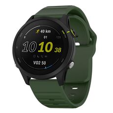 Cinturino per orologio in silicone con fibbia borchiata e motivo a onde Kalebol da 22 mm (verde militare)