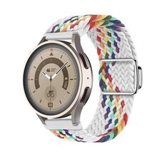 Cinturino per orologio con fibbia magnetica intrecciata in nylon Kalebol da 20 mm (arcobaleno bianco)