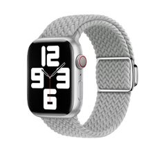Per Apple Watch 46mm / 49mm / 45mm / 44mm Kalebol Nylon Loop Cinturino con fibbia magnetica (grigio chiaro)