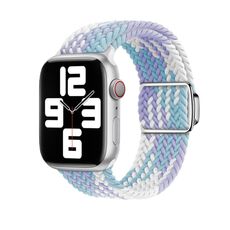 Per Apple Watch 46mm / 49mm / 45mm / 44mm Kalebol Nylon Loop Cinturino con fibbia magnetica (blu viola)