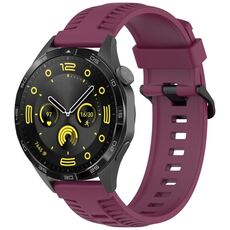 Cinturino per orologio in silicone con fibbia nera Kalebol da 22 mm (rosso vino)