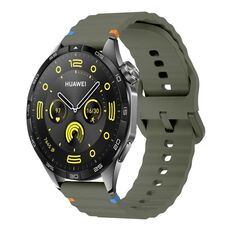 Cinturino per orologio in silicone Kalebol Wave Stitch da 22 mm (verde militare)