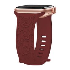 Per Apple Watch 42mm / 41mm / 40mm / 38mm Kalebol 8-shaped Buckle Rose Embossed Silicone Watch Band (rosso vino)