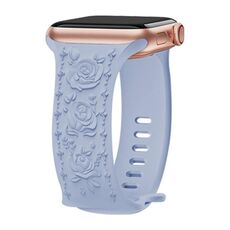 Per Apple Watch 42mm / 41mm / 40mm / 38mm Kalebol 8-shaped Buckle Rose Embossed Silicone Watch Band (azzurro chiaro)