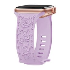 Per Apple Watch 42mm / 41mm / 40mm / 38mm Kalebol 8-shaped Buckle Rose Embossed Silicone Watch Band (Lavanda)