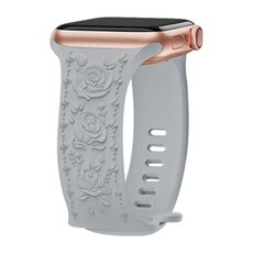 Per Apple Watch 42mm / 41mm / 40mm / 38mm Kalebol 8-shaped Buckle Rose Embossed Silicone Watch Band (Grigio Nuvoloso)