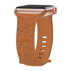 Per Apple Watch 42mm / 41mm / 40mm / 38mm Kalebol 8-shaped Buckle Rose Embossed Silicone Watch Band (Marrone)
