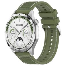 Cinturino per orologio in silicone intrecciato in nylon ibrido con fibbia argentata Kalebol Ordinary da 22 mm (verde)
