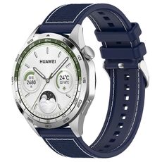 Cinturino per orologio in silicone intrecciato in nylon ibrido con fibbia argentata Kalebol Ordinary da 22 mm (blu notte)