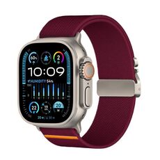 Per Apple Watch 46mm / 49mm / 45mm / 44mm Kalebol Parachute Buckle Cinturino elastico in nylon (rosso vino)