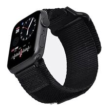 Per Apple Watch 42mm / 41mm / 40mm / 38mm Kalebol Canvas Nylon Hook and Loop Watch Band (Nero)