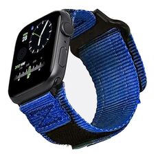Per Apple Watch 42mm / 41mm / 40mm / 38mm Kalebol Canvas Nylon Hook and Loop Watch Band (Blu)