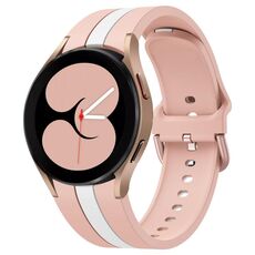 Per Samsung Galaxy Watch7 / 6 / 5 Kalebol Tre strisce verticali Cinturino in silicone con fibbia dello stesso colore (rosa bianco)