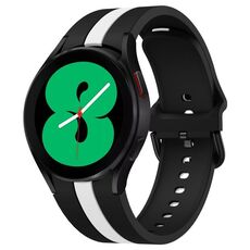 Per Samsung Galaxy Watch7 / 6 / 5 Kalebol Tre strisce verticali Stesso colore fibbia cinturino in silicone (nero bianco)
