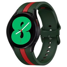 Per Samsung Galaxy Watch7 / 6 / 5 Kalebol Tre strisce verticali Cinturino in silicone con fibbia dello stesso colore (verde rosso)