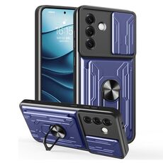 Per Samsung Galaxy S25 5G Custodia per telefono scorrevole Camshield TPU+PC con slot per schede (blu)