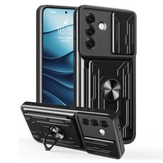 Per Samsung Galaxy S25 5G Custodia per telefono scorrevole Camshield TPU+PC con slot per schede (nero)