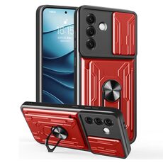 Per Samsung Galaxy S25 5G Custodia per telefono scorrevole Camshield TPU+PC con slot per schede (rosso)