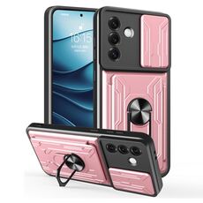 Per Samsung Galaxy S25 5G Custodia per telefono scorrevole Camshield TPU+PC con slot per schede (oro rosa)