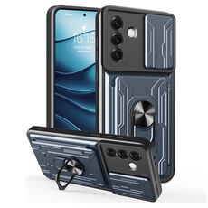 Per Samsung Galaxy S25 5G Custodia per telefono scorrevole Camshield TPU+PC con slot per schede (grigio)