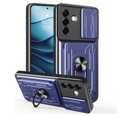 Per Samsung Galaxy S25+ 5G Custodia per telefono scorrevole Camshield TPU+PC con slot per schede (blu)