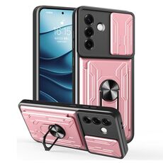 Per Samsung Galaxy S25+ 5G Custodia per telefono scorrevole Camshield TPU+PC con slot per schede (oro rosa)