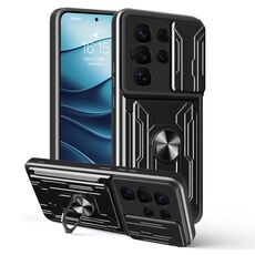 Per Samsung Galaxy S25 Ultra 5G Custodia per telefono scorrevole Camshield TPU+PC con slot per schede (nero)