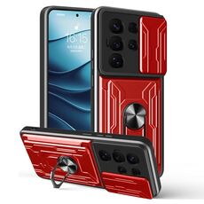 Per Samsung Galaxy S25 Ultra 5G Custodia per telefono scorrevole Camshield TPU+PC con slot per schede (rosso)