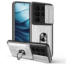 Per Samsung Galaxy S25 Ultra 5G Custodia per telefono scorrevole Camshield TPU+PC con slot per schede (bianco)