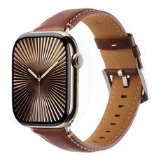 Per Apple Watch 42mm / 41mm / 40mm / 38mm Cinturino per orologio in vera pelle con cuciture Kalebol (pelle pull-up marrone)