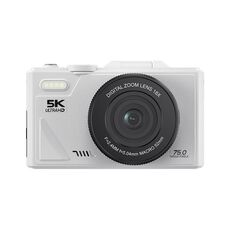 W1 5K HD Fotocamera digitale 75MP Zoom digitale 18X Videoregistratore WiFi con schermo ribaltabile (bianco)