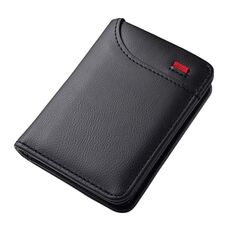 Portafoglio da uomo in pelle multi-posizione, porta carte d'identità verticale, mini borsa (trama nera-onda)