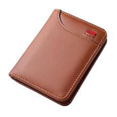 Portafoglio da uomo in pelle multi-posizione, porta carte d'identità verticale, mini borsa (trama marrone-onda)