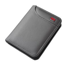 Portafoglio da uomo in pelle multi-posizione, porta carte d'identità verticale, mini borsa (texture grigio-onda)