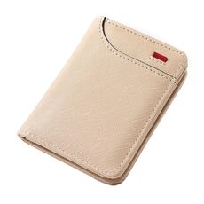 Portafoglio da uomo in pelle multi-posizione, porta carte d'identità verticale, mini borsa (beige-texture incrociata)