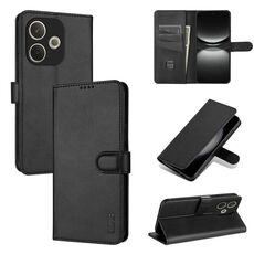 Per OPPO A5 Energy / A5 Pro 5G Global AZNS Custodia per telefono in pelle con texture di vitello e pelle al tatto (nero)
