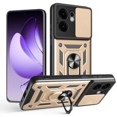 Per OPPO Reno13 F 4G / 5G Custodia per telefono cellulare con design scorrevole per fotocamera in TPU ibrido per PC (oro)