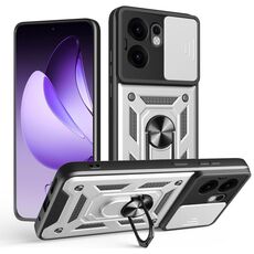 Per OPPO Reno13 F 4G / 5G Custodia per telefono cellulare con design scorrevole per fotocamera in TPU ibrido per PC (argento)