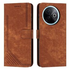 Per vivo Y39 5G Custodia per telefono in pelle con motivo a strisce Global Skin Feel con cordino (marrone)