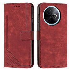 Per vivo Y39 5G Custodia per telefono in pelle con motivo a strisce Global Skin Feel con cordino (rosso)