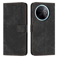 Per vivo Y39 5G Custodia per telefono in pelle con motivo a strisce Global Skin Feel con cordino (nero)