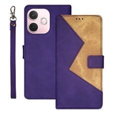 Per OPPO A5 Pro 5G Global idewei Custodia per telefono in pelle con cuciture bicolore (viola)